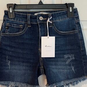 KanCan Size 3 Dark Blue Distressed Jean Shorts